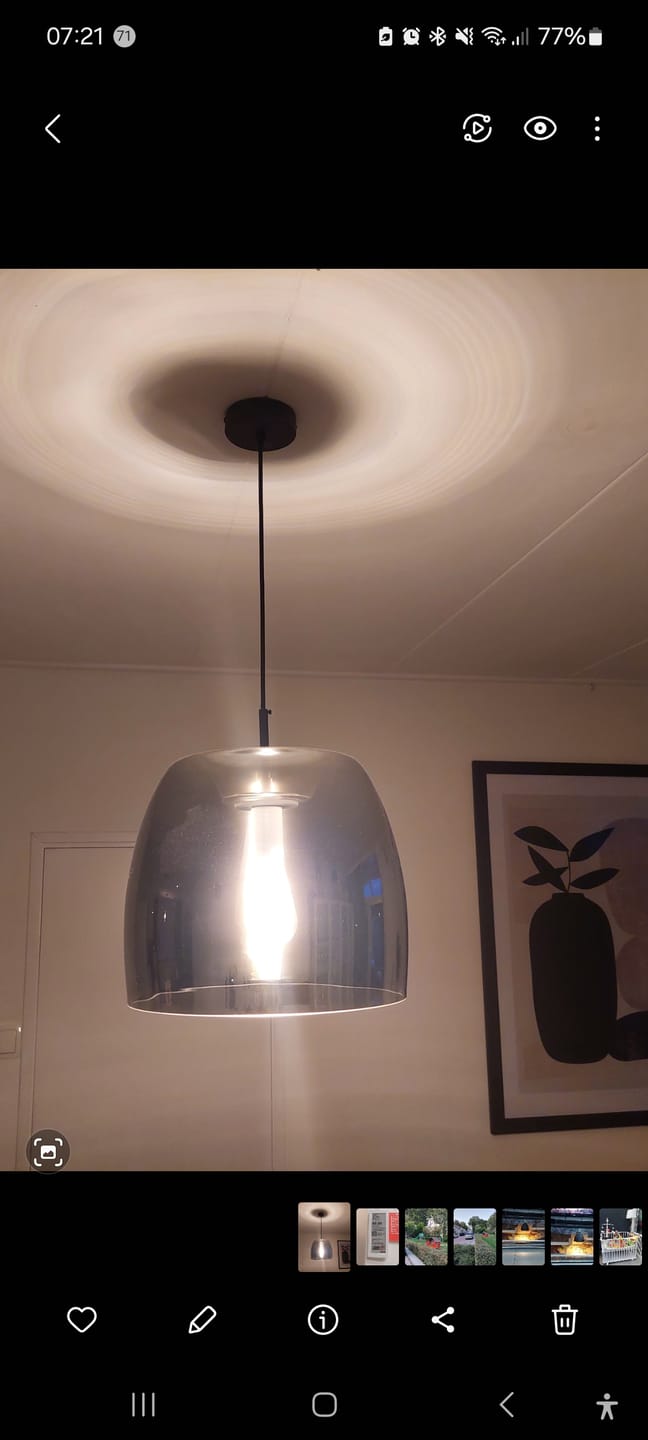 Customer photo review of Plafondlamp Liv Glass 1L Smoke Grey
