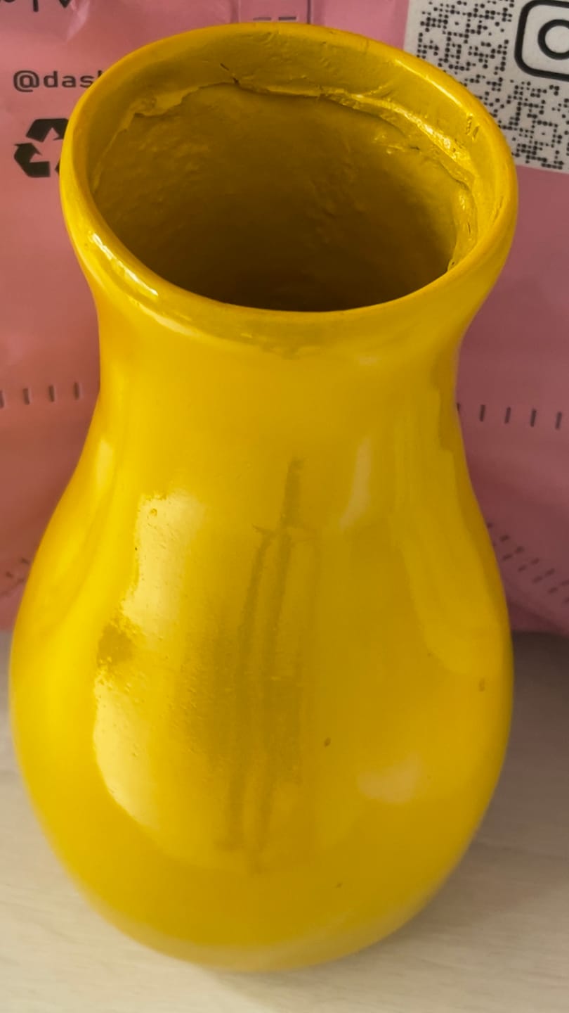 Customer photo review of Bright Yellow Decorative Resin Vase Sculpture Vastu Remedy for Positive Energy Balance and Interior Harmony for Living Room, Office and Home Decor | 6.3 x 20 cm | 230 gm