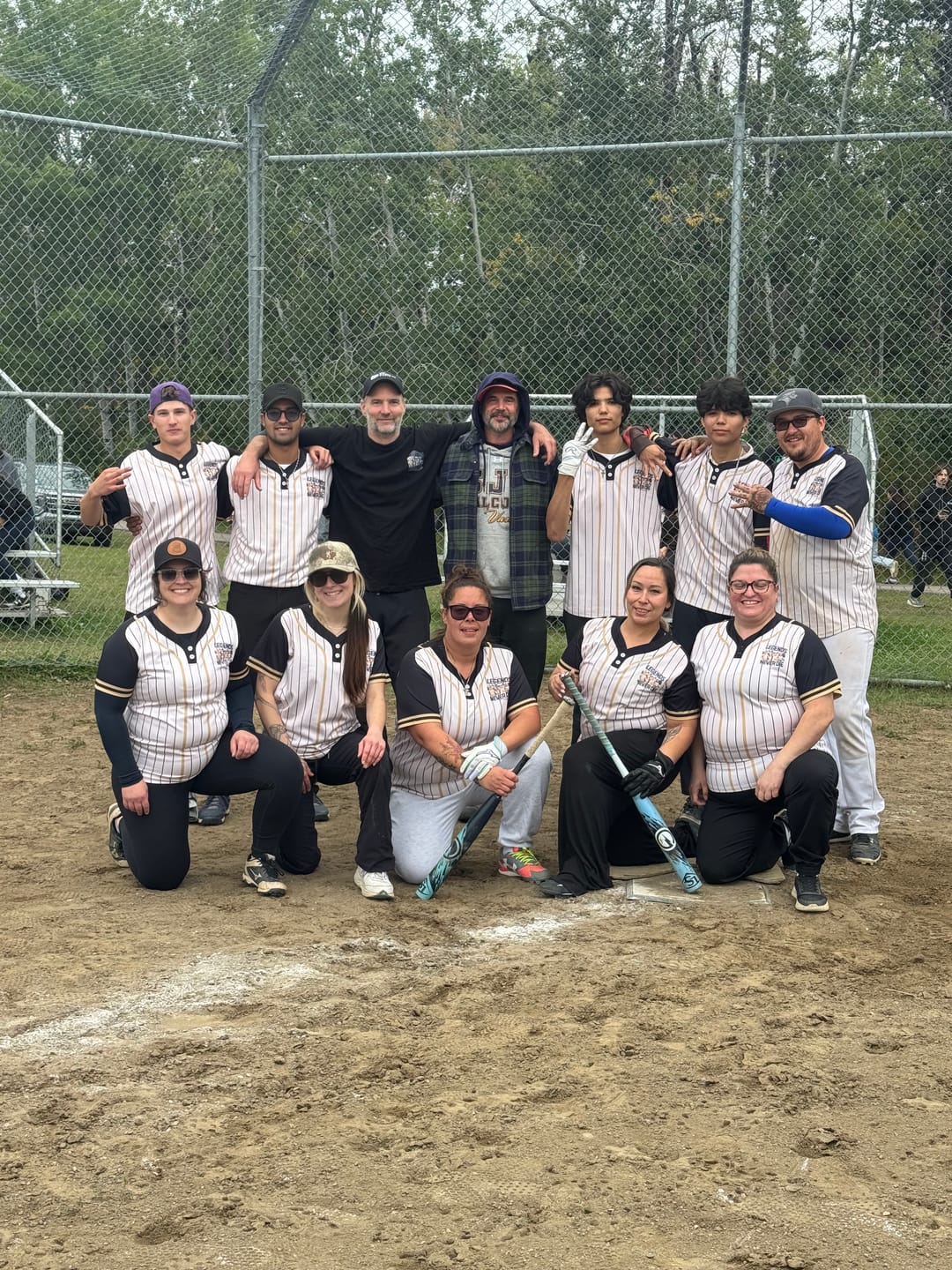Customer photo review of Custom Cream Black-Old Gold Stripe Fashion Raglan Sleeves Authentic Two-Button Softball Jersey