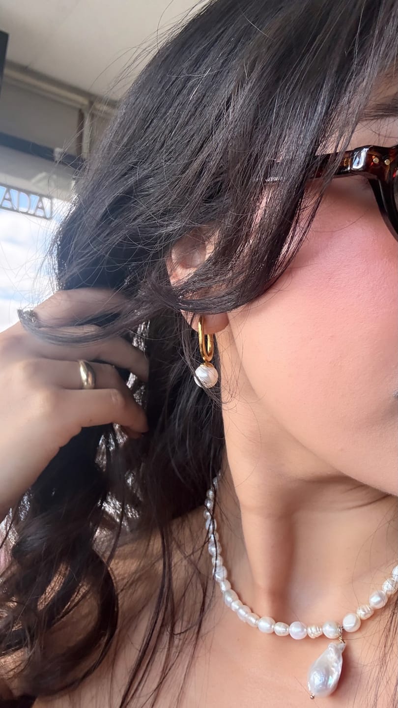 Customer photo review of Cora Pearl Hoop Earrings