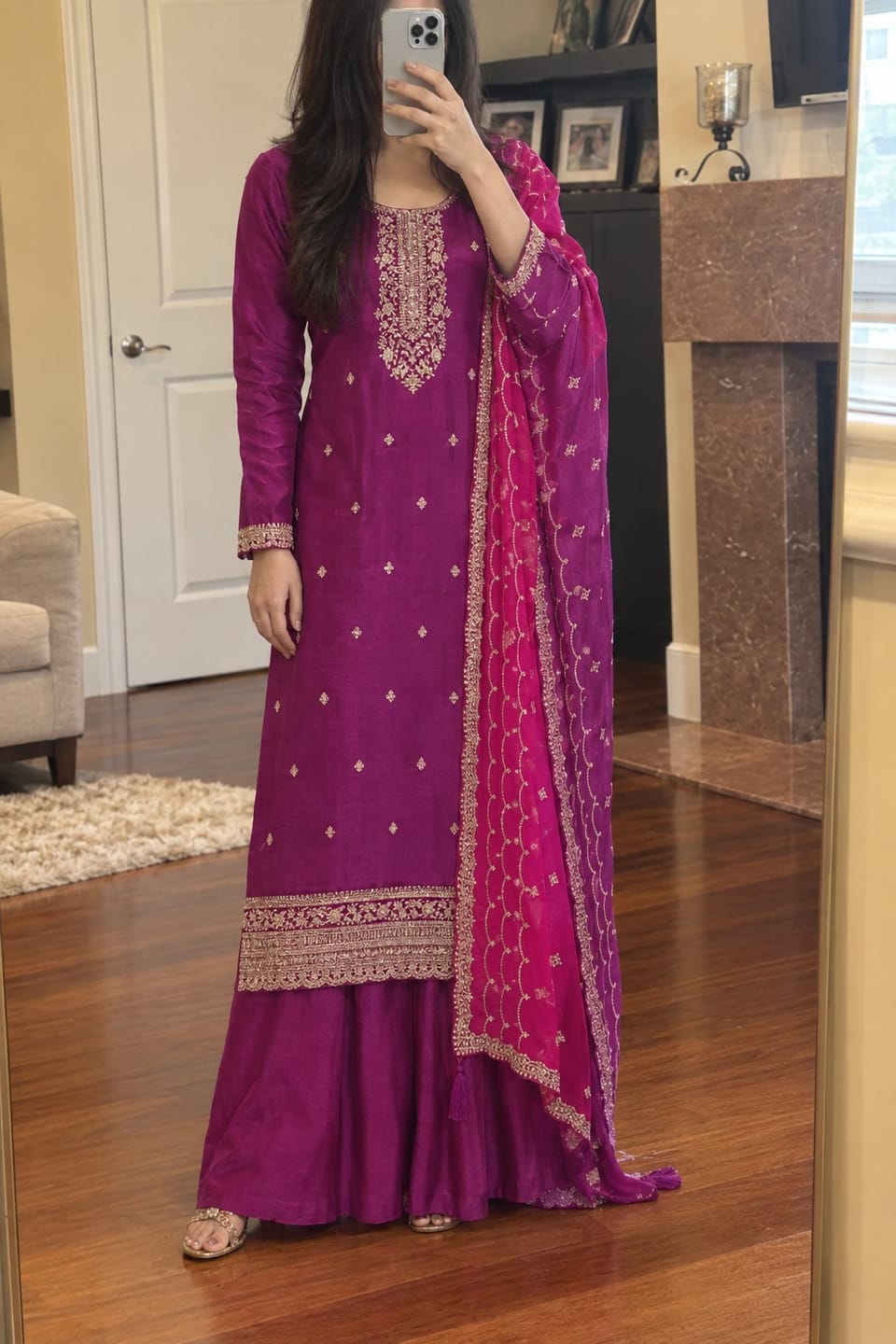 Customer photo review of Wedding Function Wear Georgette sharara suit Plazzo With Dupatta