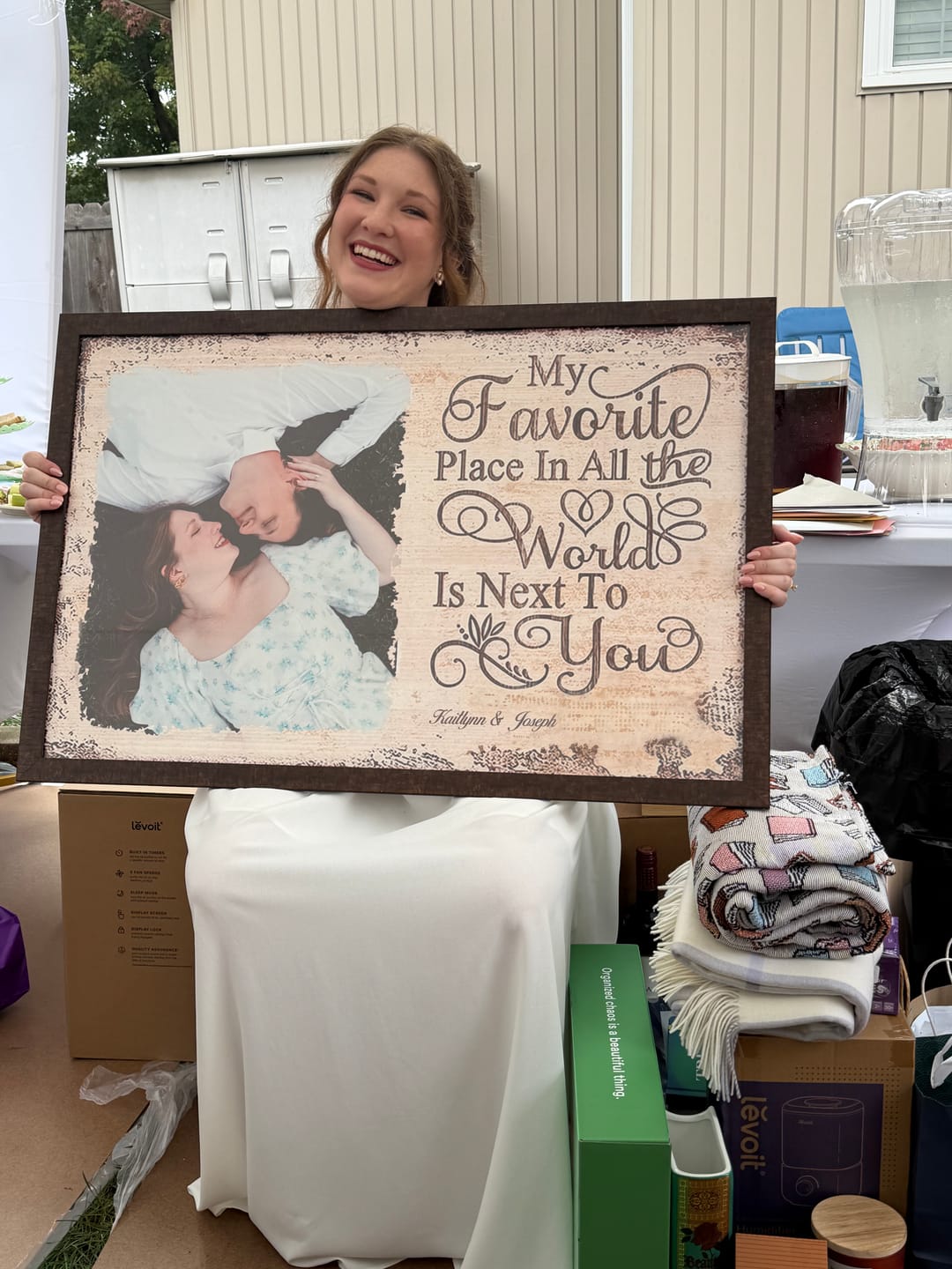 Customer photo review of Next To You Is One Of My Favorite Places To Be - Upload Image - Personalized Horizontal Poster