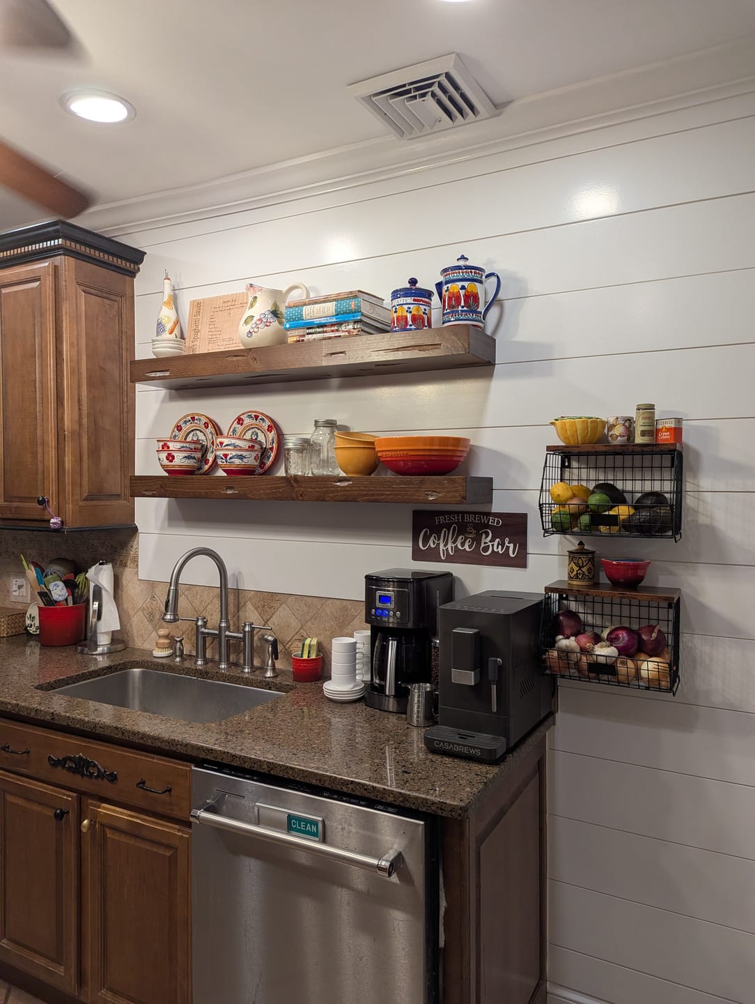 Customer photo review of Distressed 3" Thick Rustic Pine Floating Shelves