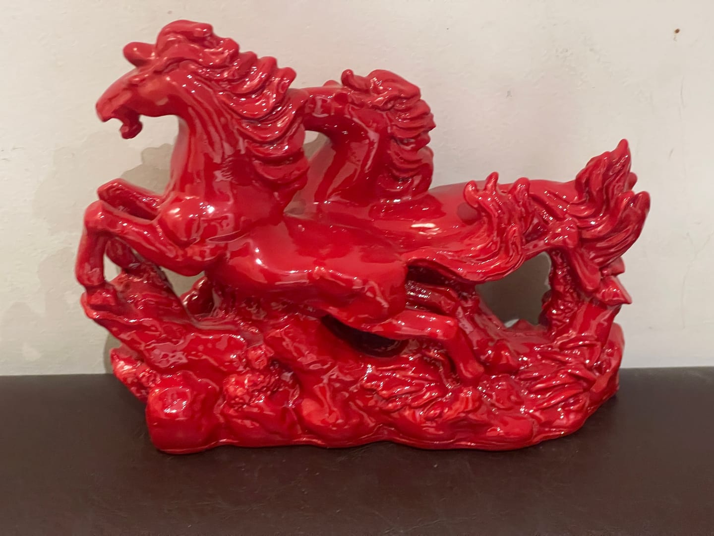 Customer photo review of Dynamic 2 Red Running Horses Resin Sculpture Vastu Remedy for Speed, Success and Career Momentum | for Office Desk, Business Spaces and Home Decor | 21 x 16 cm | 385 g