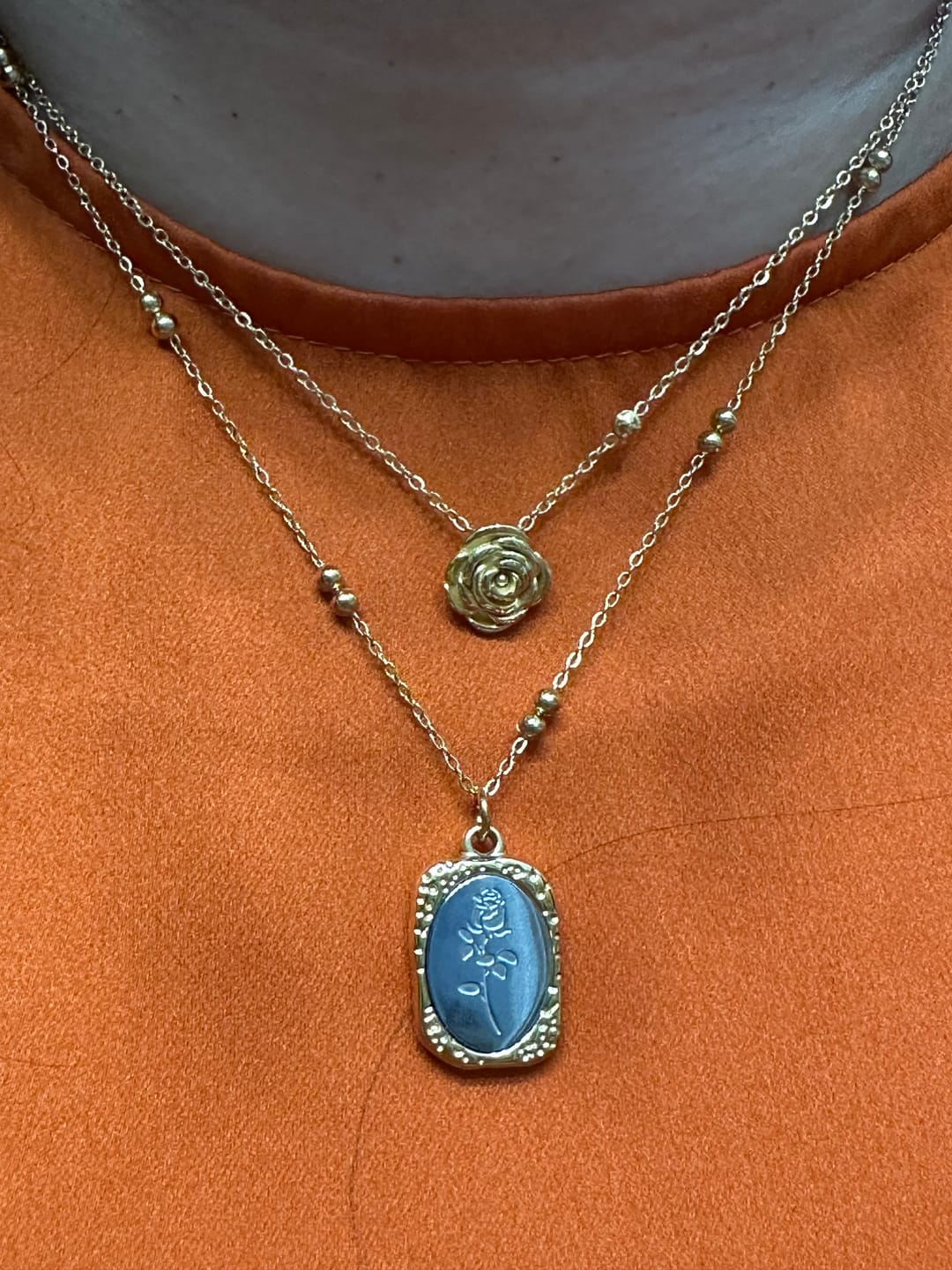 Customer photo review of Golden Rose Pendant Necklace
