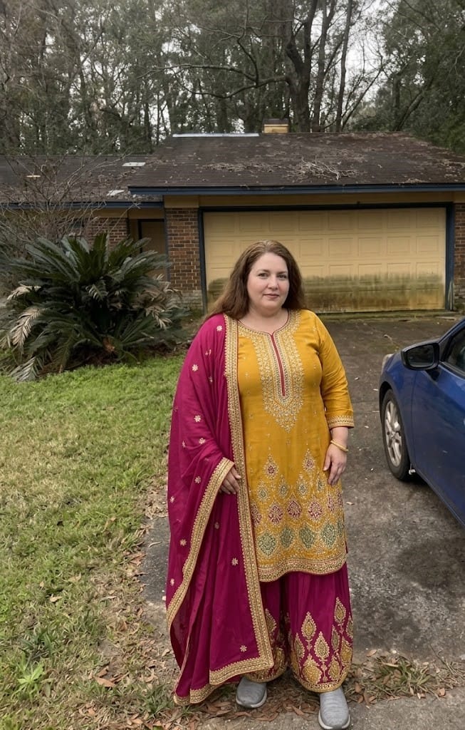 Customer photo review of Haldi Function Wear Heavy Embroidery Work Salwar Kameez Palazzo Suit's