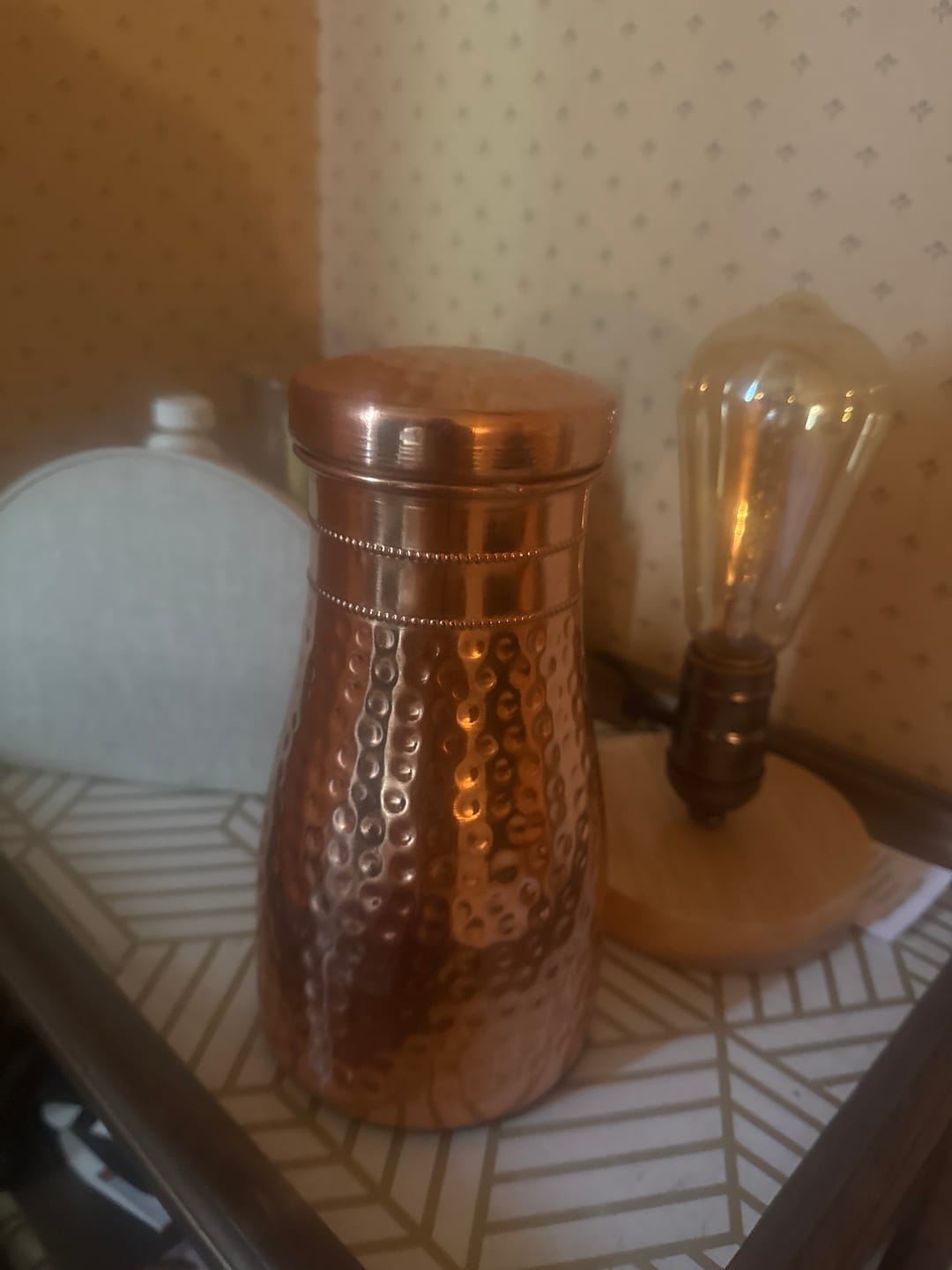Customer photo review of Certified Ayurveda® Pure Copper Water Bottle - V1 Hand-Hammered Edition
