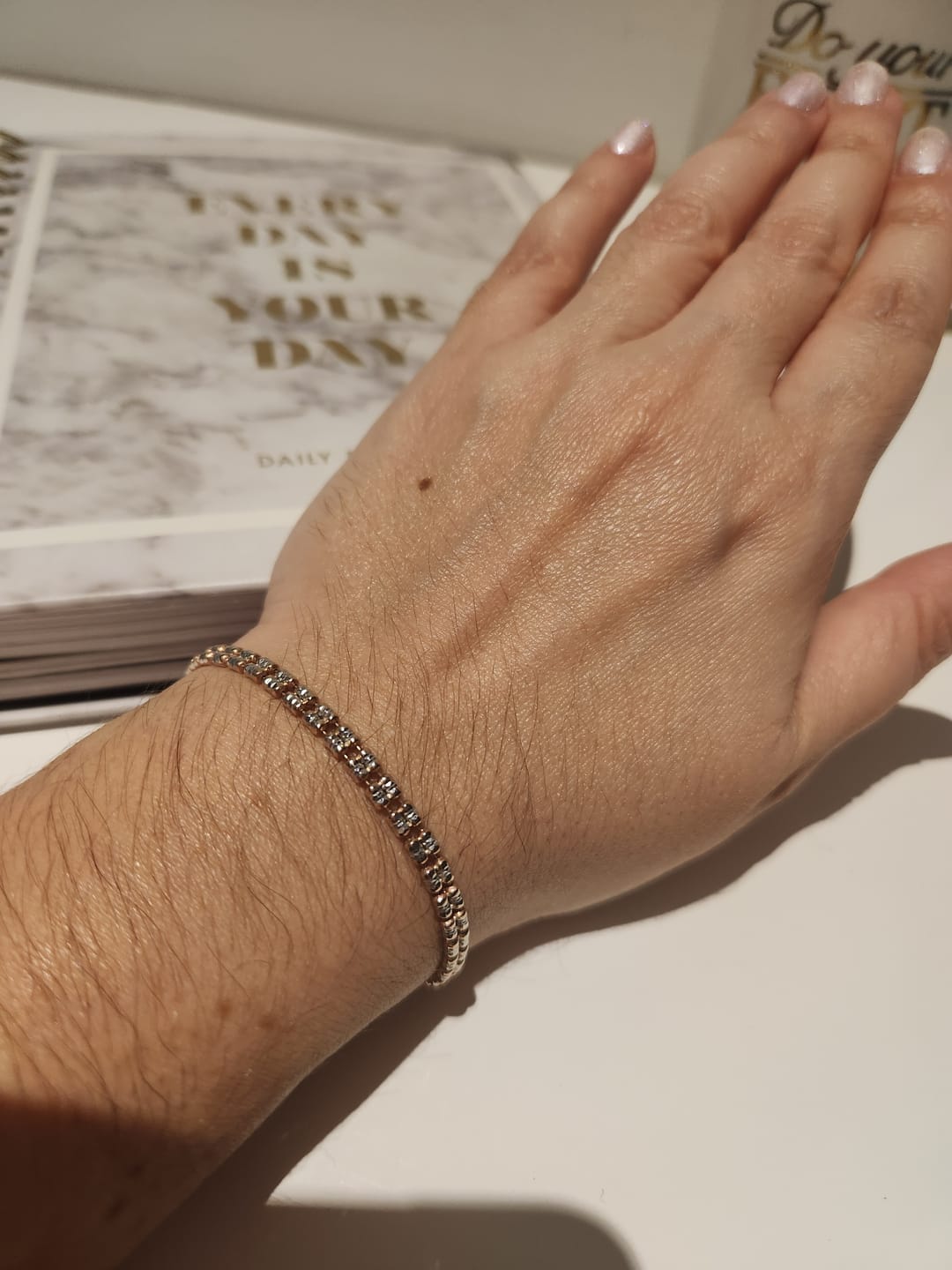 Customer photo review of Pulsera Barril 2 Oros italiana 16 Cms