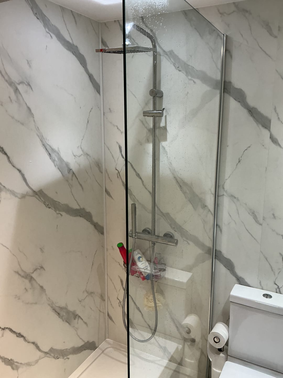 Customer photo review of 10mm Carrara Marble Matt Shower Panel 1M x 2.4M