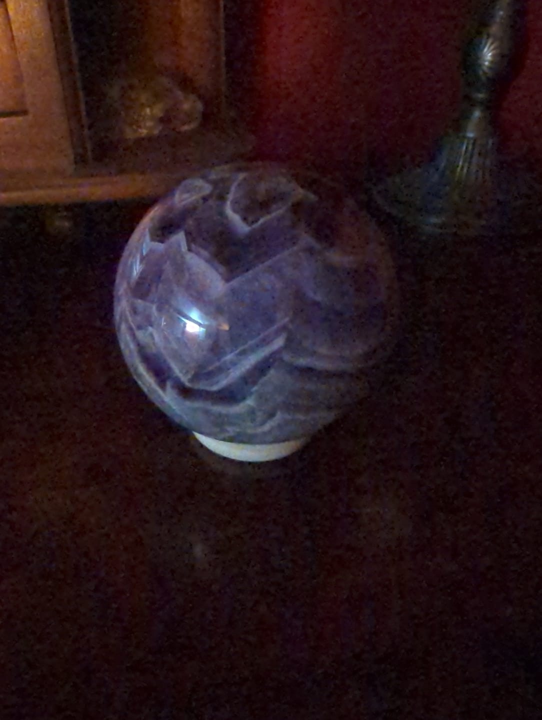 Customer photo review of Imperfect,Natural Crystal Dream Amethyst Sphere