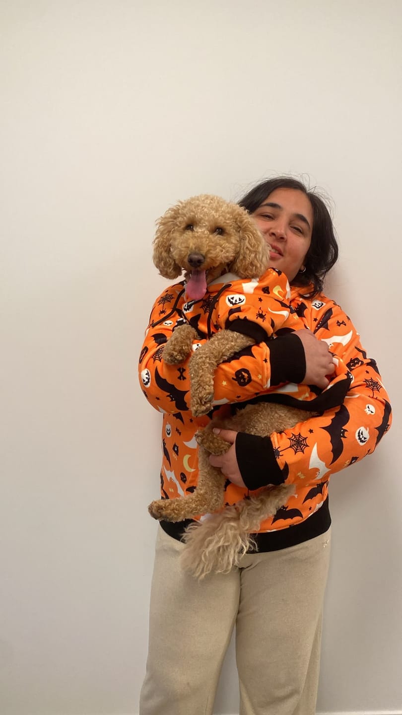 Customer photo review of Halloween Dog Hoodie - Orange