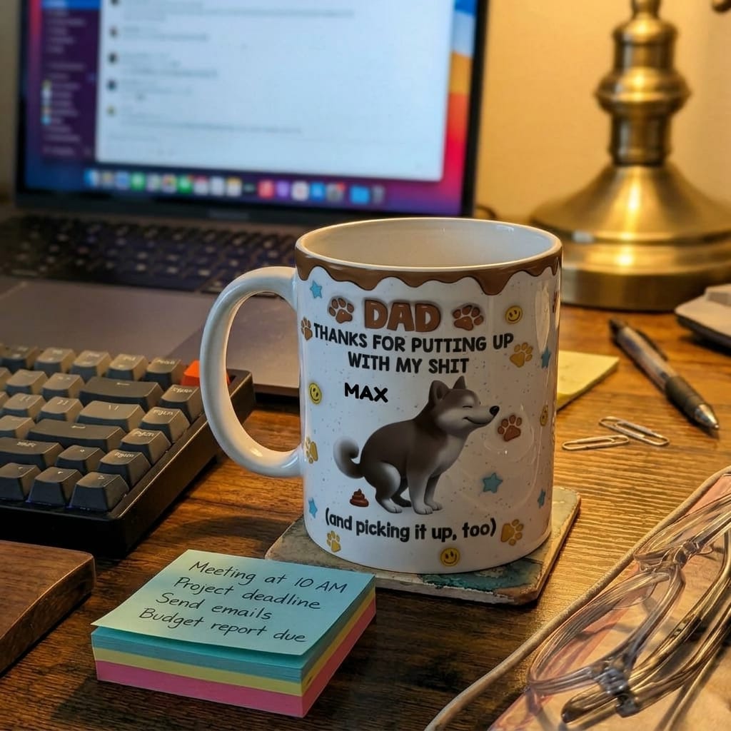 Customer photo review of Thanks For Putting Up - Personalized 3D Inflated Effect Mug - Gift For Dog Cat Lovers, Pet Lovers