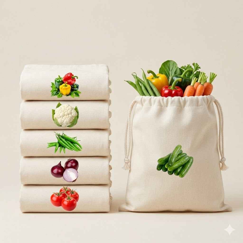 Customer photo review of Wrapzy Cotton Mesh Vegetable Bags