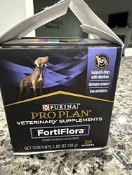 Customer photo review of Purina Pro Plan FortiFlora Dog Probiotic – 30 Sachets for Digestive Support