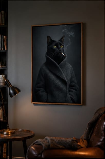 Customer photo review of Custom Moody Gray Cat Portrait Canvas Wall Art