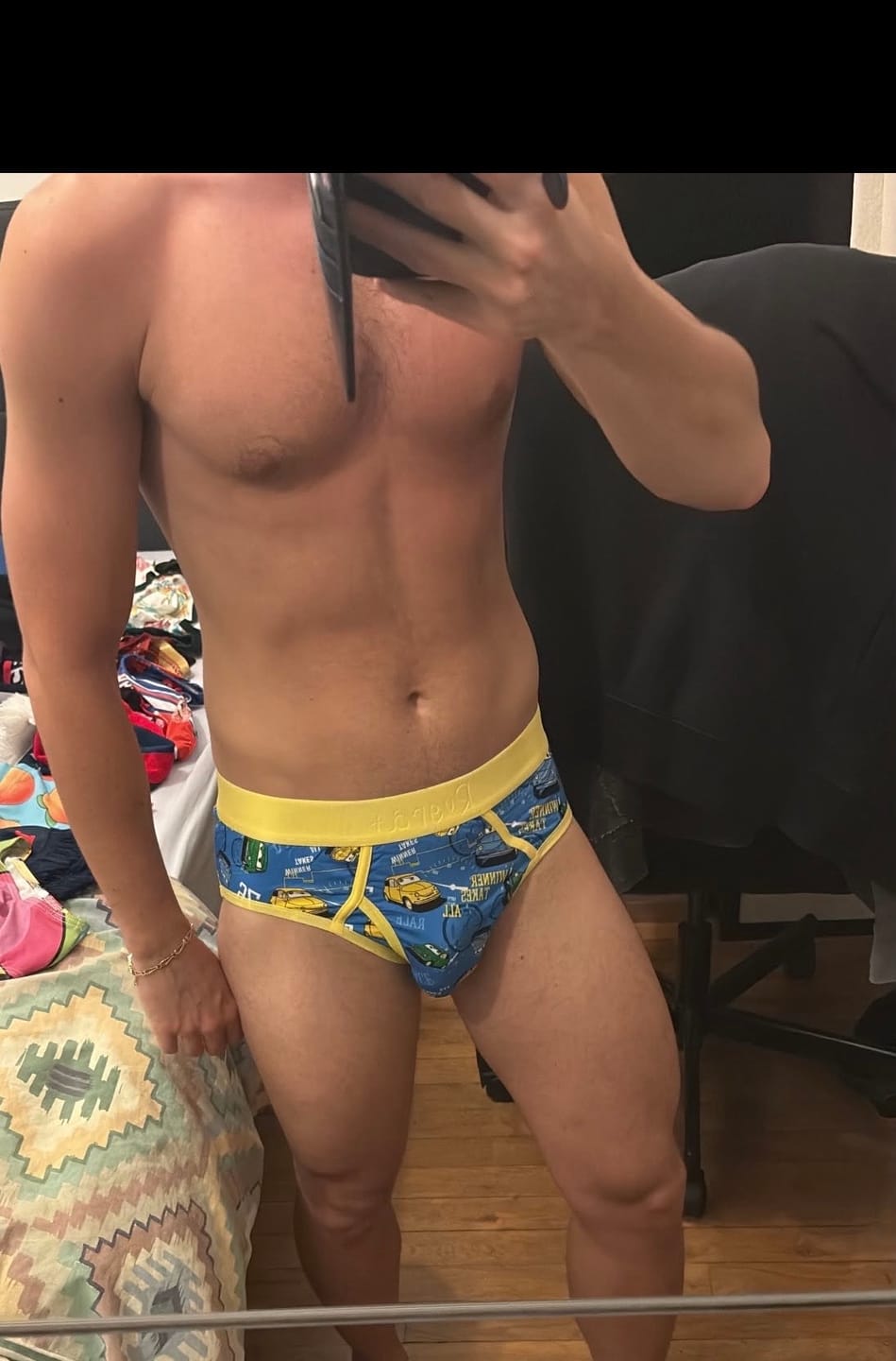 Customer photo review of Men's Little Kid "Racers" Design Briefs