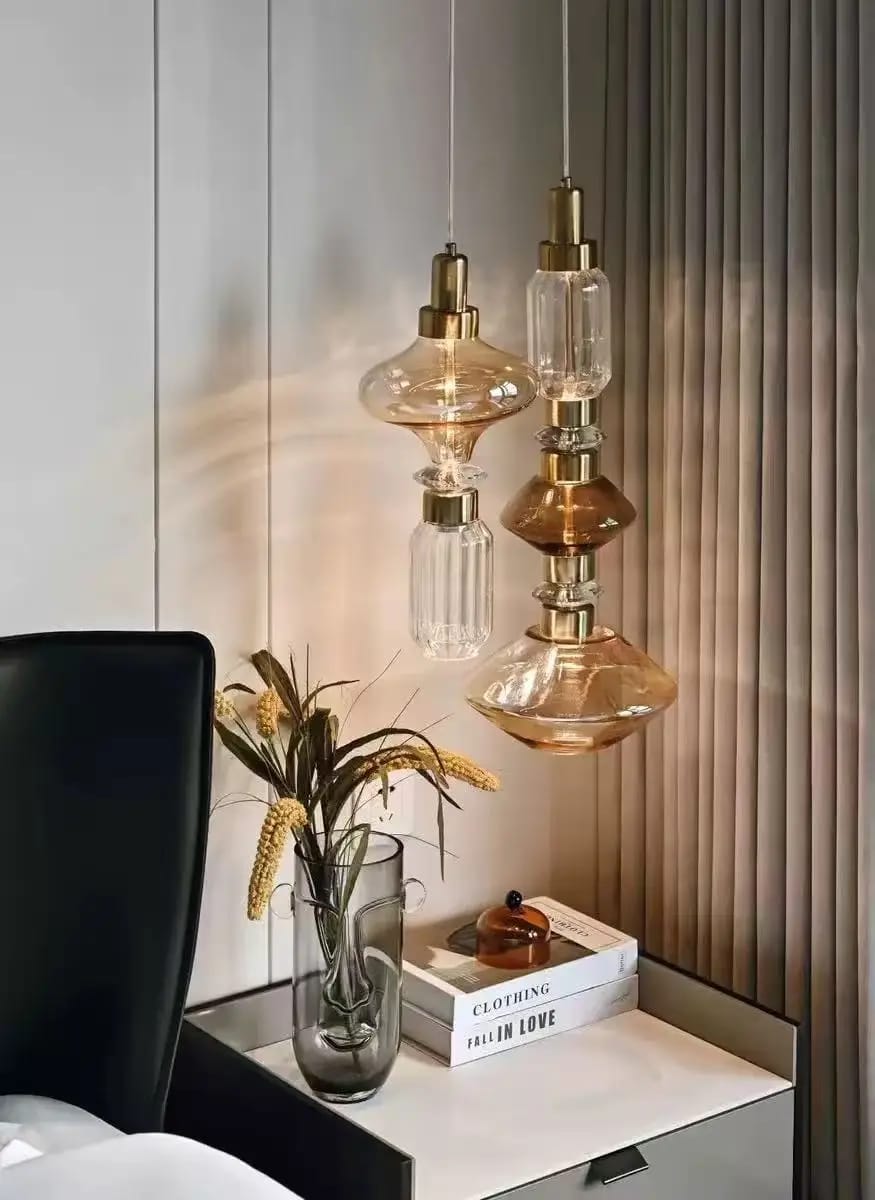 Customer photo review of Amber Glass Pendant Lamp