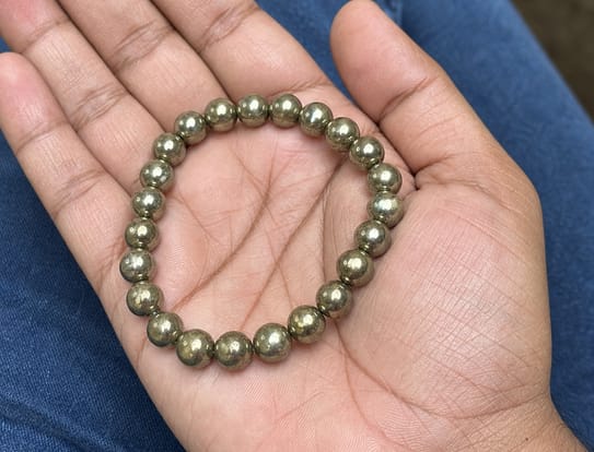 Customer photo review of Pyrite Bracelet – Natural Prosperity & Confidence Gemstone Bracelet