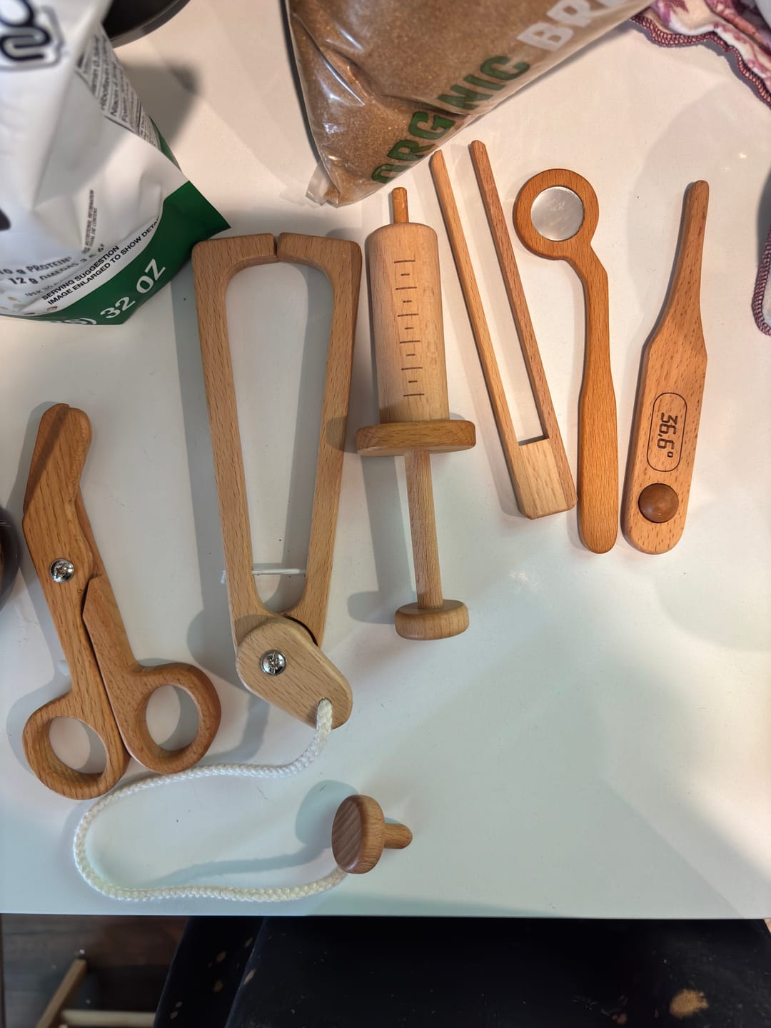 Customer photo review of Wooden Doctor Pretend Play Set – Montessori Medical Tools for Kids