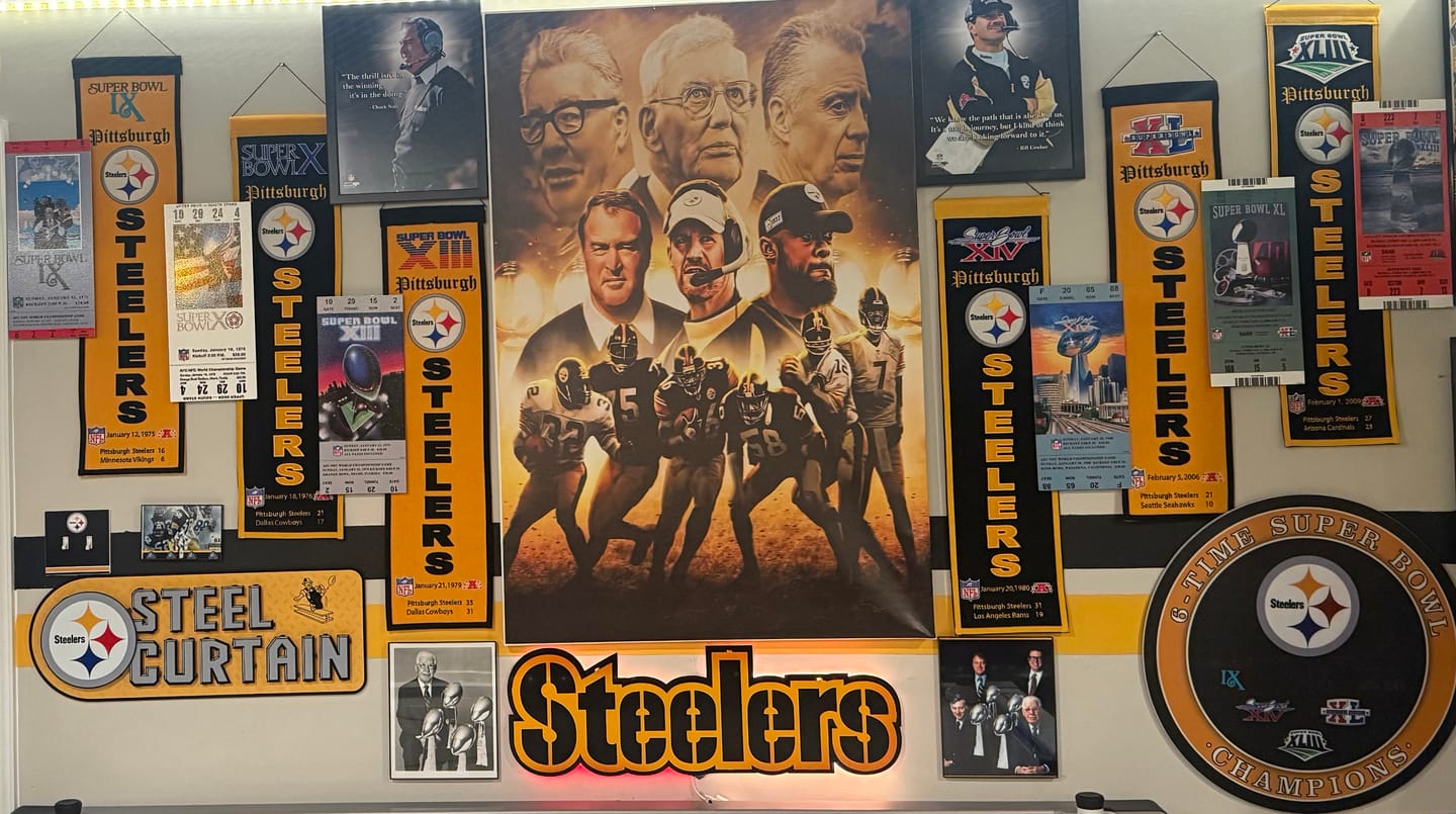 Customer photo review of Pittsburgh Steelers - Hex Head EXCLUSIVE "Steel Curtain" Wordmark 3D Metal Wall Art