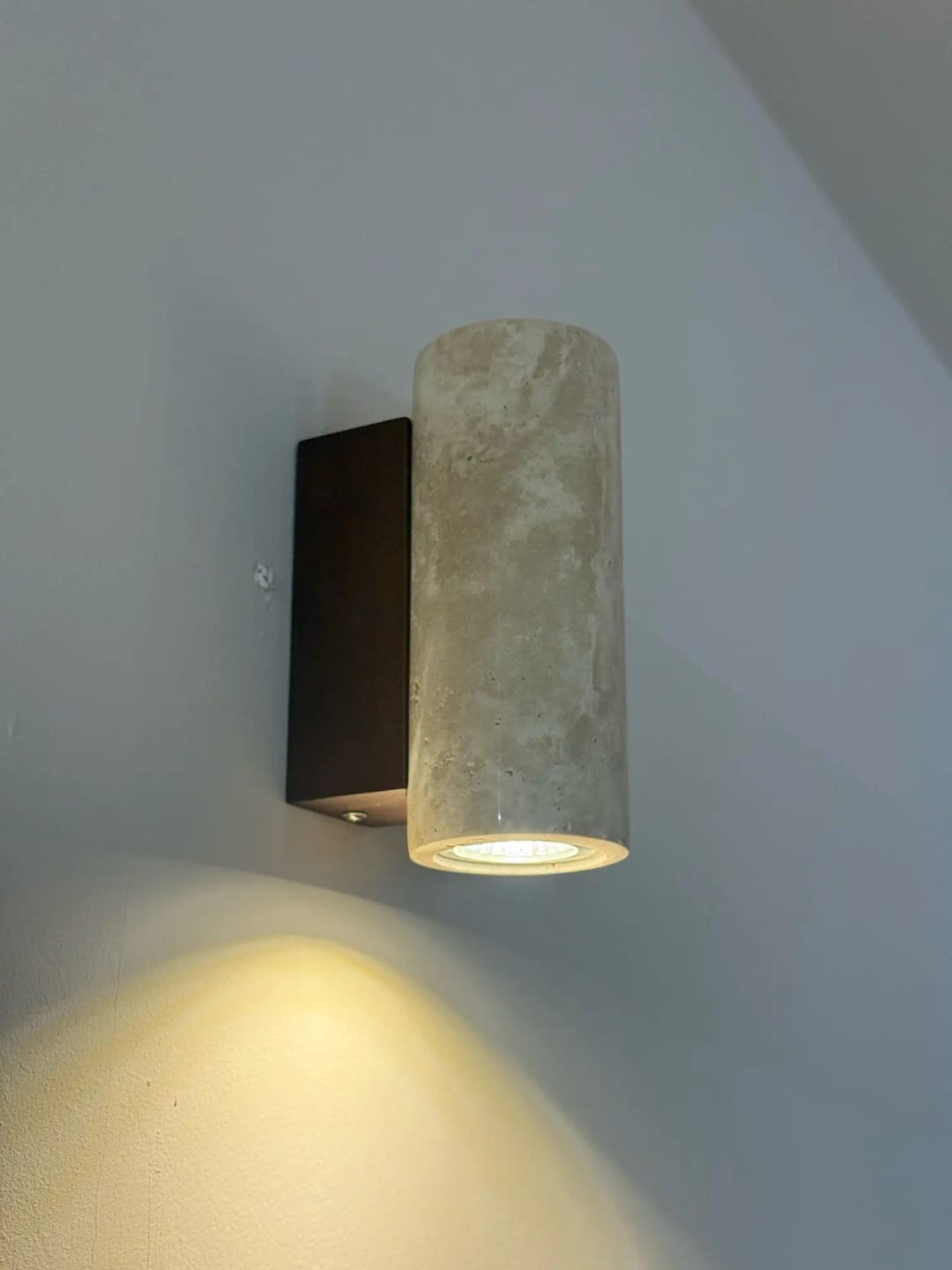 Customer photo review of Wabi-Sabi Travertine Wall Lamp
