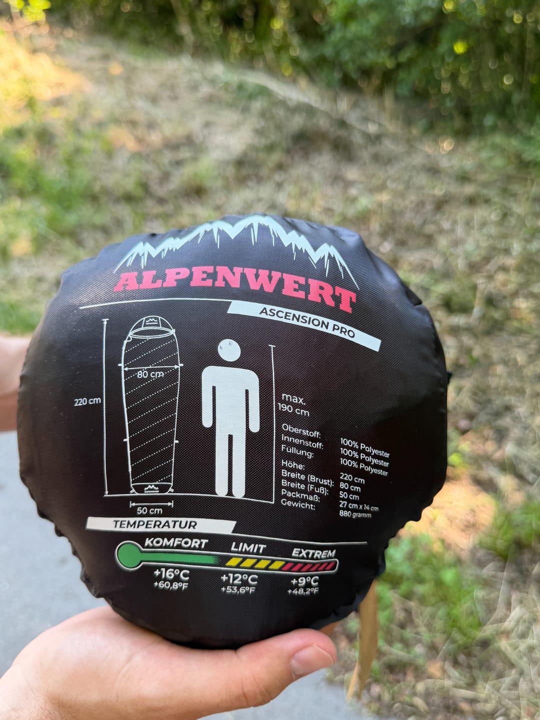 Customer photo review of Sommerschlafsack nur 880g