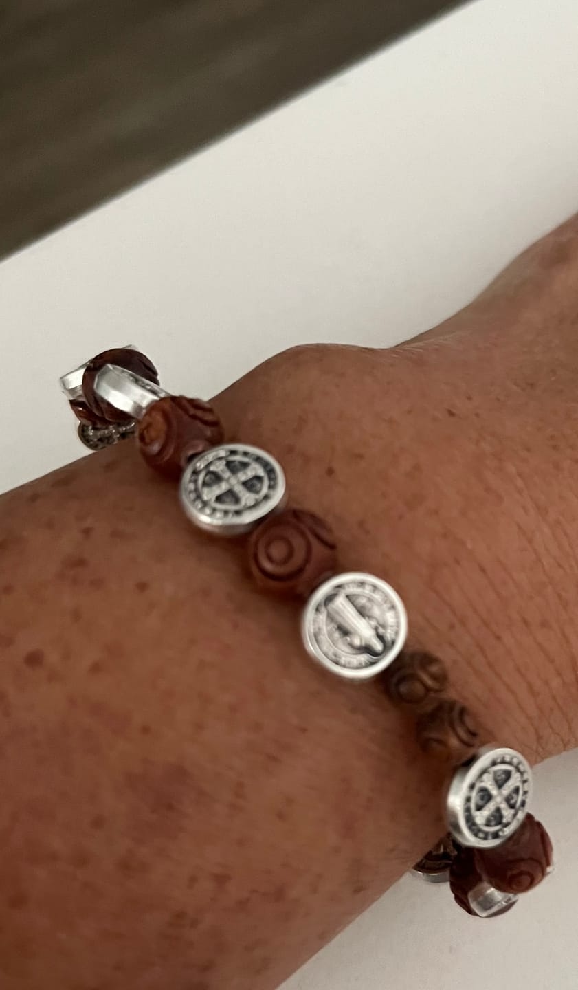 Customer photo review of St. Benedict Wooden Bracelet  - Medalla San Benito - Blessed