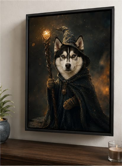Customer photo review of Custom Magical Wizard Pet Portrait Canvas Wall Art