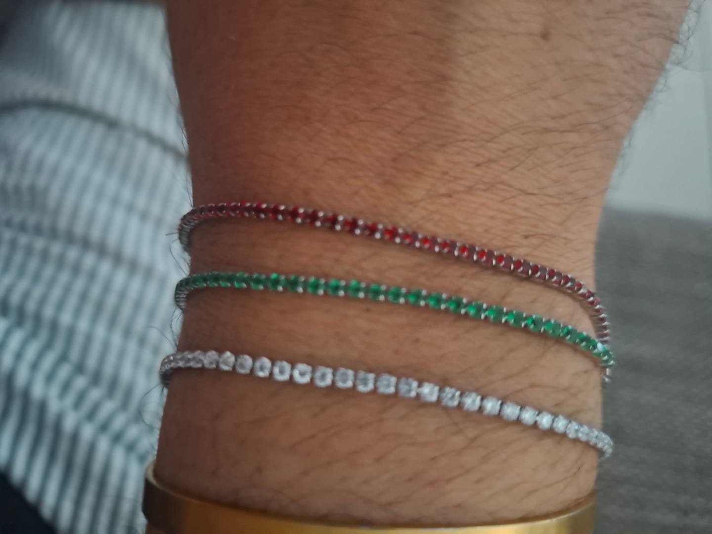 Customer photo review of BRACCIALE ACCIAIO TENNIS E ZIRCONI ROSSI MM 2,00