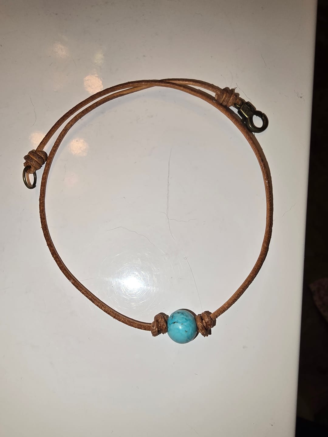 Customer photo review of Handmade Leather & Turquoise Bead Choker Necklace
