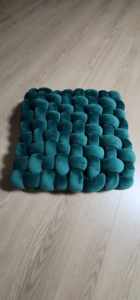 Customer photo review of Green Knotted Plush Cushion