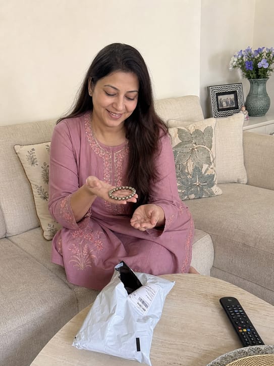 Customer photo review of Pyrite Bracelet – Natural Prosperity & Confidence Gemstone Bracelet