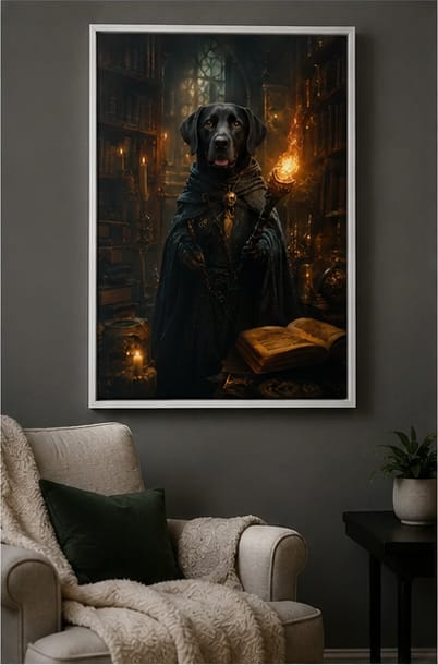 Customer photo review of Custom Dark Wizard Pet Portrait Canvas Wall Art