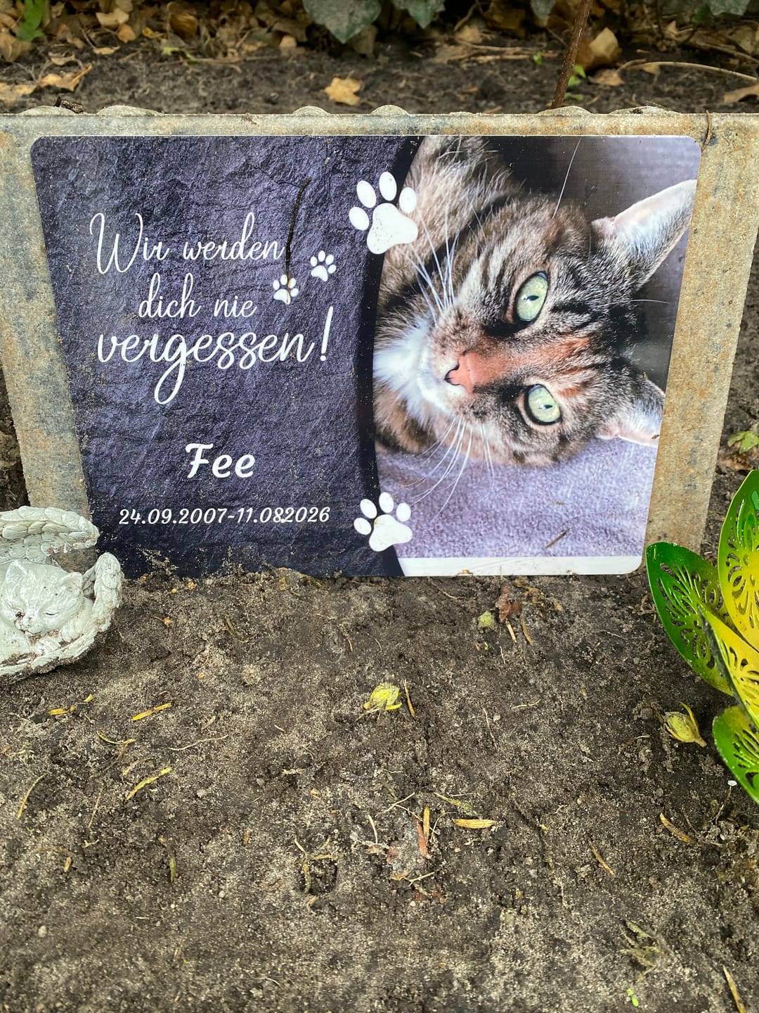Customer photo review of Hunde Gedenktafel mit Foto & Spruch (UV- &  Wetterfest)
