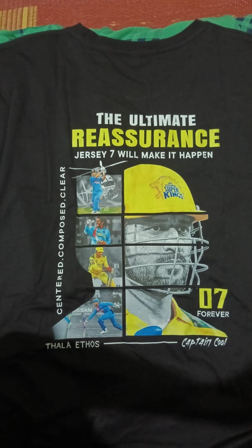 Customer photo review of MS Dhoni IPL 2026 Edition-Fan themed Unisex Classic Crew T-Shirt