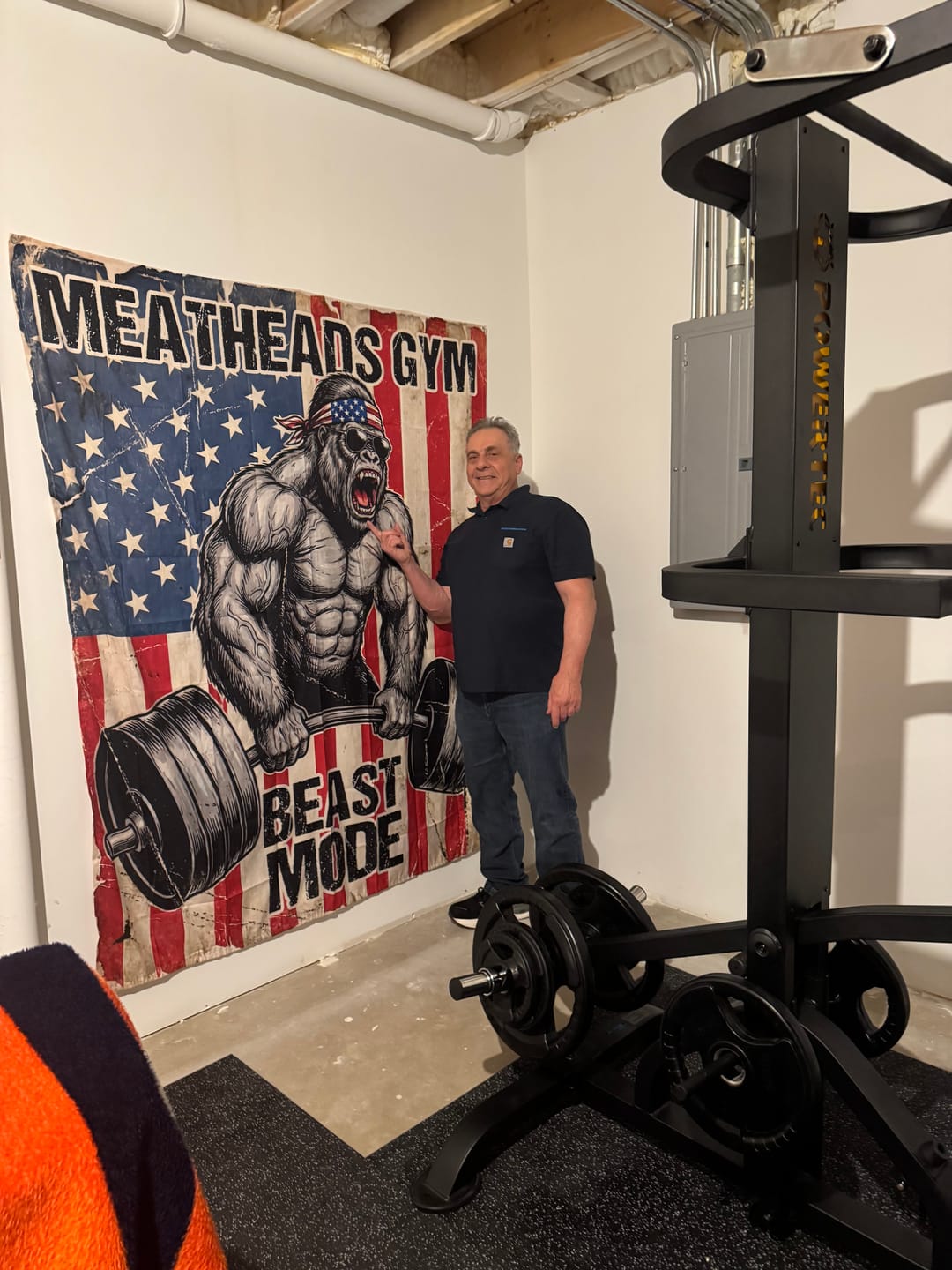 Customer photo review of American Iron Beast Custom Gym Flag Garage Wall Art 11501
