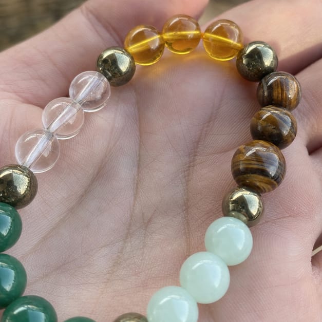 Customer photo review of Dhan Yog Bracelet – Natural Wealth & Prosperity Gemstone Bracelet