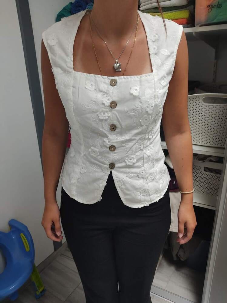 Customer photo review of Ninonine "Seraphina" | Embroidered Eyelet Square-Neck Top