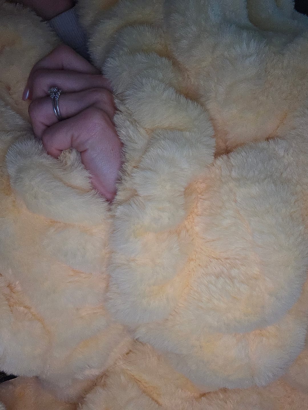 Customer photo review of Hugs Butter Yellow Blanket