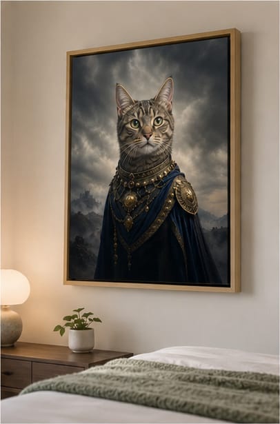 Customer photo review of Custom Royal Guardian Pet Portrait Canvas Wall Art