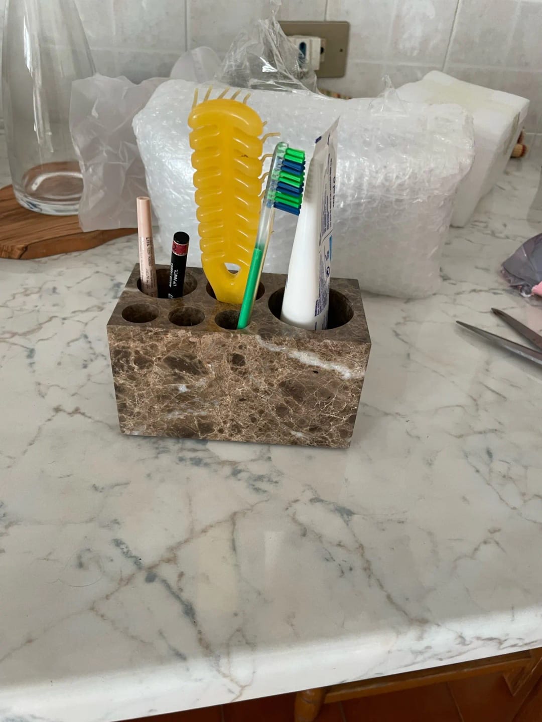 Customer photo review of Natural Marble Toothbrush Holder Cup