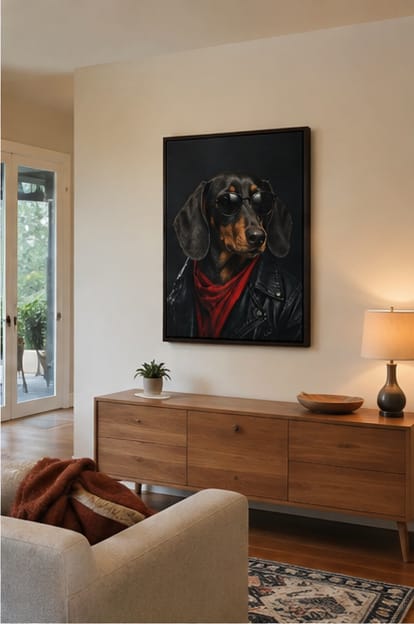 Customer photo review of Custom Cool Dog Portrait Canvas Wall Art