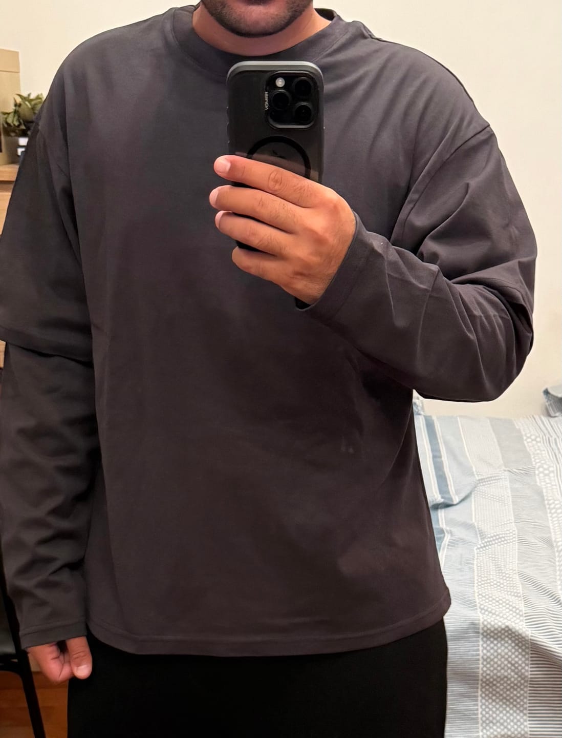 Customer photo review of Double Long Sleeve Blanks 220GSM Dark Grey