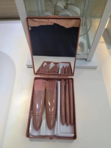 Customer photo review of 5-Piece Portable Makeup Brush Set with Foldable Mirror Case