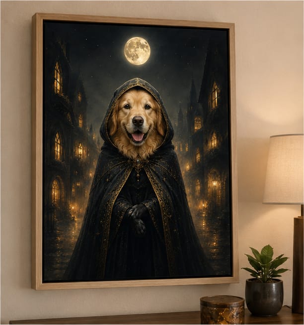 Customer photo review of Custom Black Cat Witch Portrait Canvas Wall Art