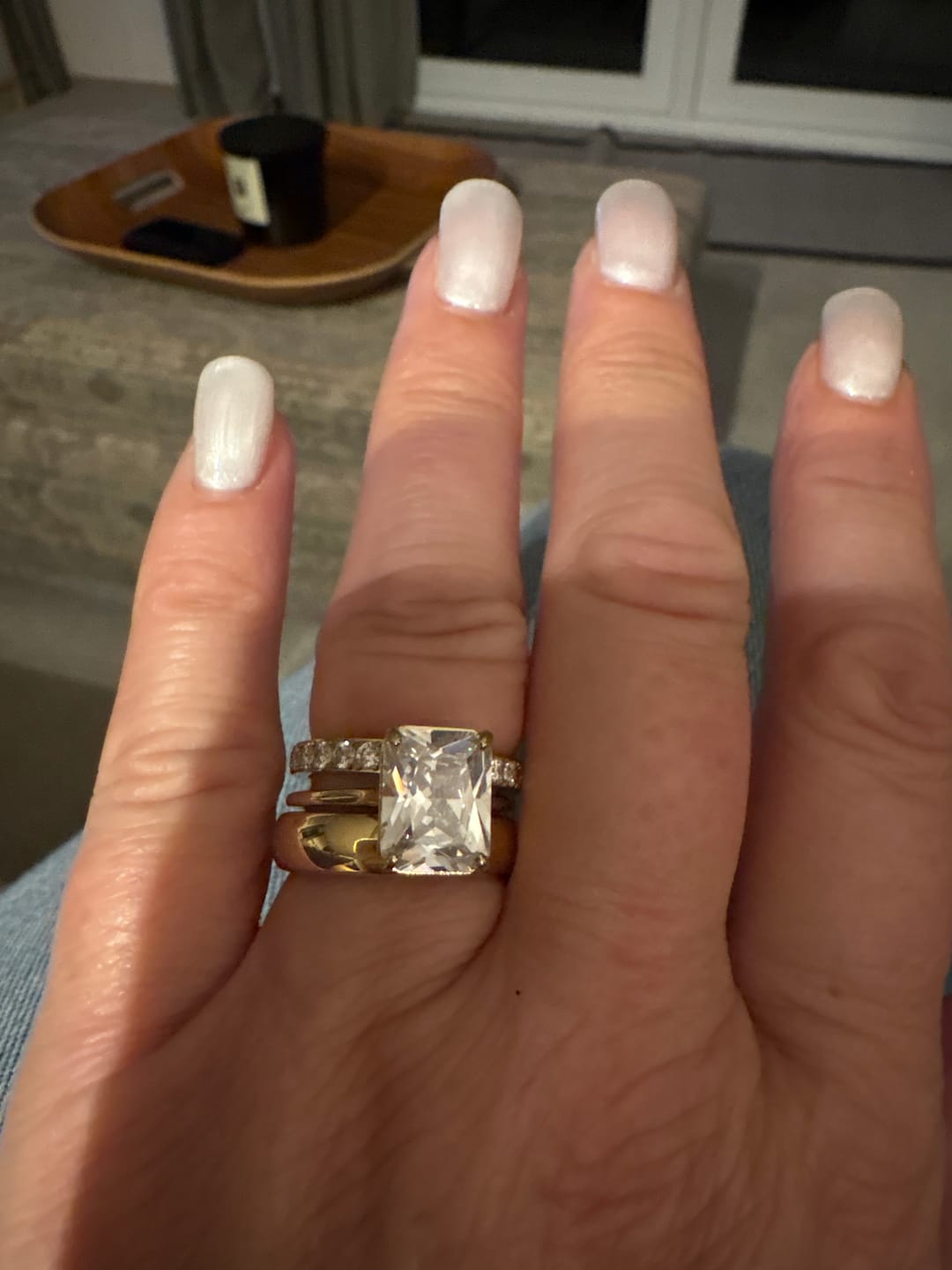 Customer photo review of Radiant Solitaire Diamond-Inspired Ring 3ct