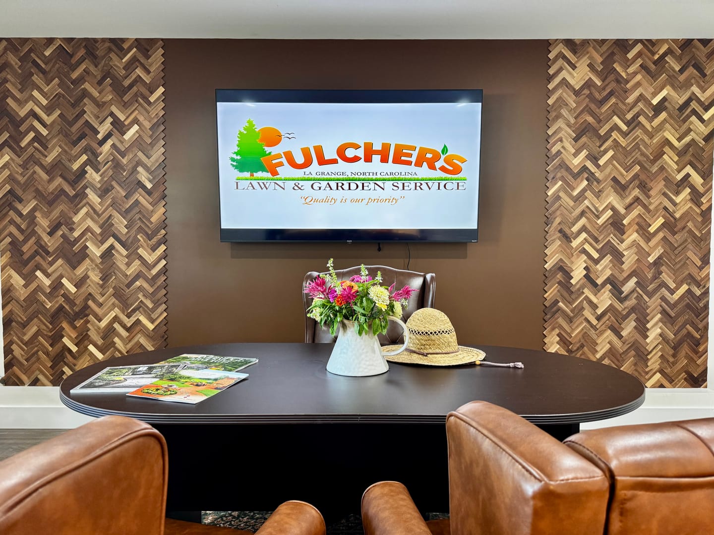 Customer photo review of Natural Walnut 3D Herringbone Panels