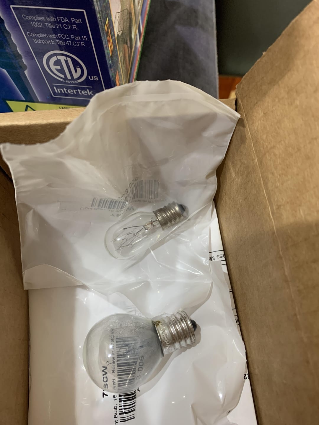 Customer photo review of Light Bulb, 15 Watt - Screw In #7SCW