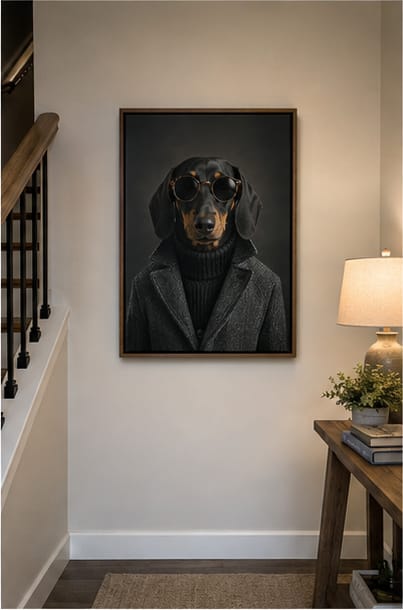 Customer photo review of Custom Stylish Dog Portrait Canvas Wall Art