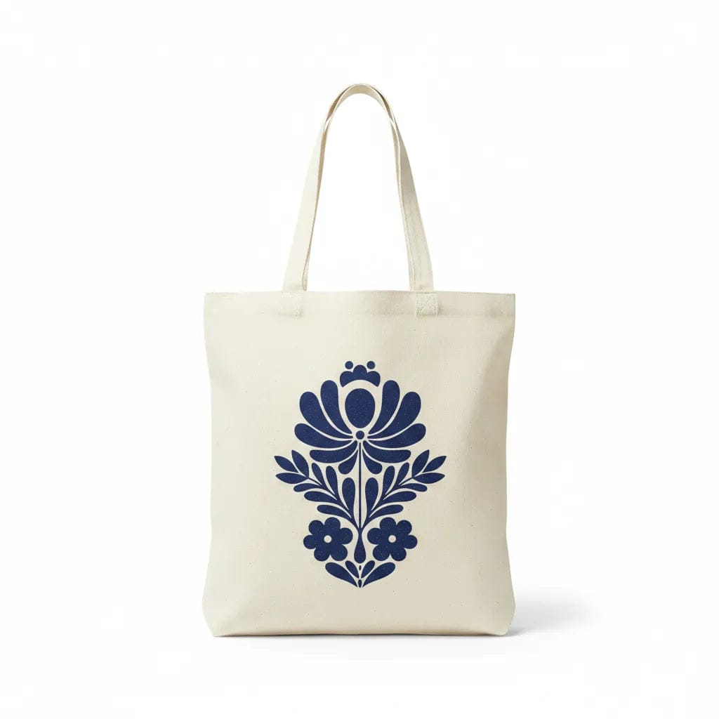 Customer photo review of Wrapzy Navy Folk Art Tote Bag